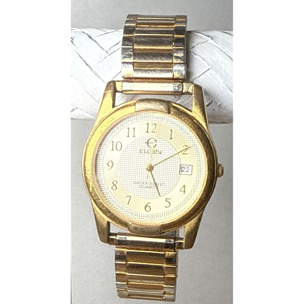Kk8- Vintage Elgin FX272 Gold Watch Needs Battery